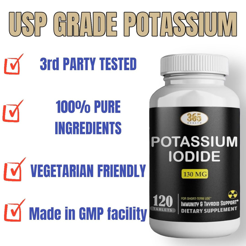 US-made label on Potassium Iodide packaging