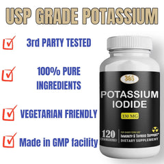 US-made label on Potassium Iodide packaging