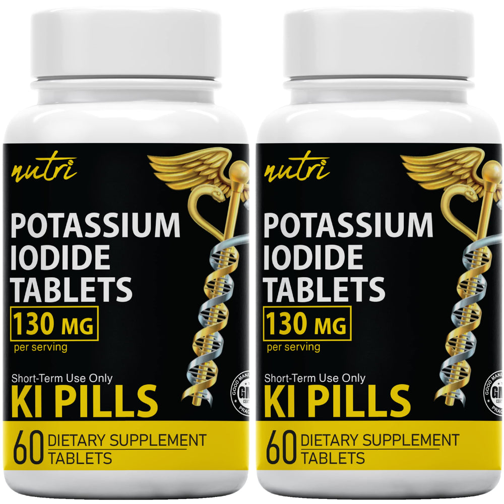 Two bottles of potassium iodide tablets 130 mg, 120 tablets each