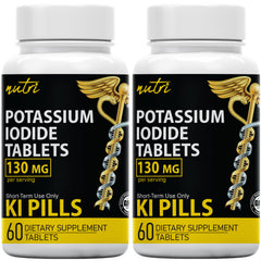 Two bottles of potassium iodide tablets 130 mg, 120 tablets each