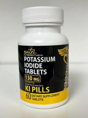 Label of potassium iodide tablets showing 130 mg dose