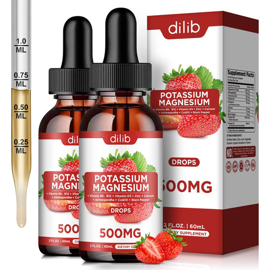 Bottle of potassium magnesium citrate liquid drops 500 mg
