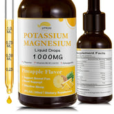 Bottle of pineapple-flavored potassium magnesium citrate liquid drops