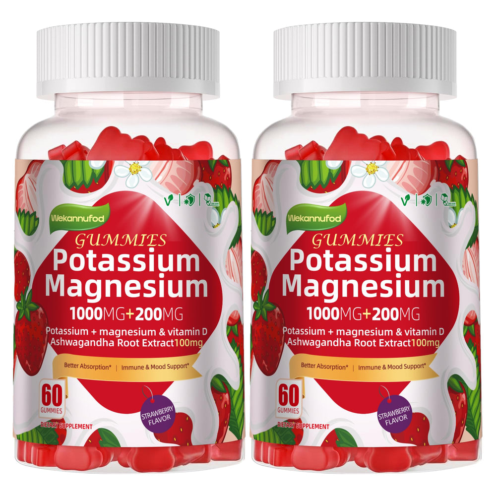Bottle of Potassium Magnesium Gummies Strawberry flavor