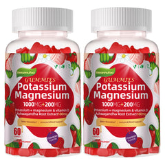 Bottle of Potassium Magnesium Gummies Strawberry flavor