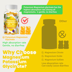 Bottle of potassium magnesium gummies on a countertop