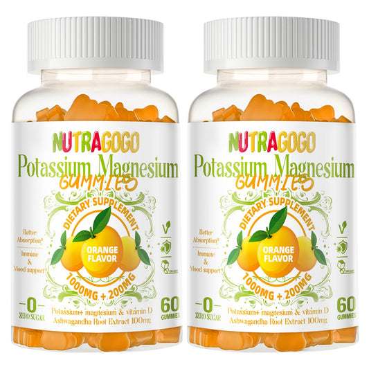 Potassium Magnesium Gummies with Ashwagandha bottle and label