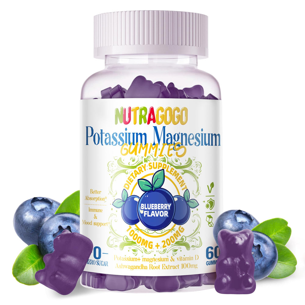 Blueberry-flavored Potassium Magnesium Gummies bottle