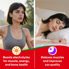 Ingredient list including potassium citrate, magnesium glycinate, magnesium L-threonate, ashwagandha, vitamin D3 and B6