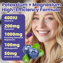 Sugar-free potassium magnesium gummies in blueberry flavor