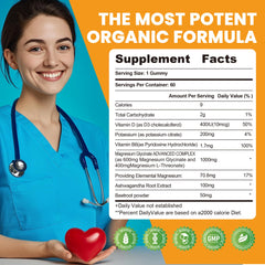 Front view of supplement facts highlighting 1000 mg magnesium glycinate and 200 mg potassium citrate