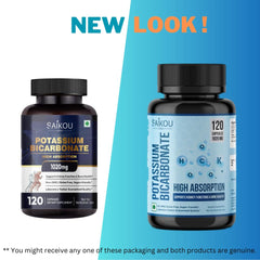 Close-up of 1020mg potassium supplement capsules in bottle