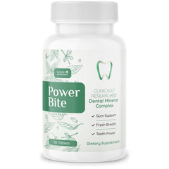 Power Bite Tablets bottle and packaging with natural mineral blend