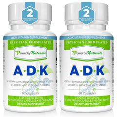 Power By Naturals ADK vitamin supplement bottle – front view