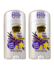 Power Stick Lavender Vanilla deodorant bottle showing aluminum-free protection for daily wear.