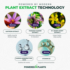 Nutrition facts panel for POWERED X PLANTS saffron gummies