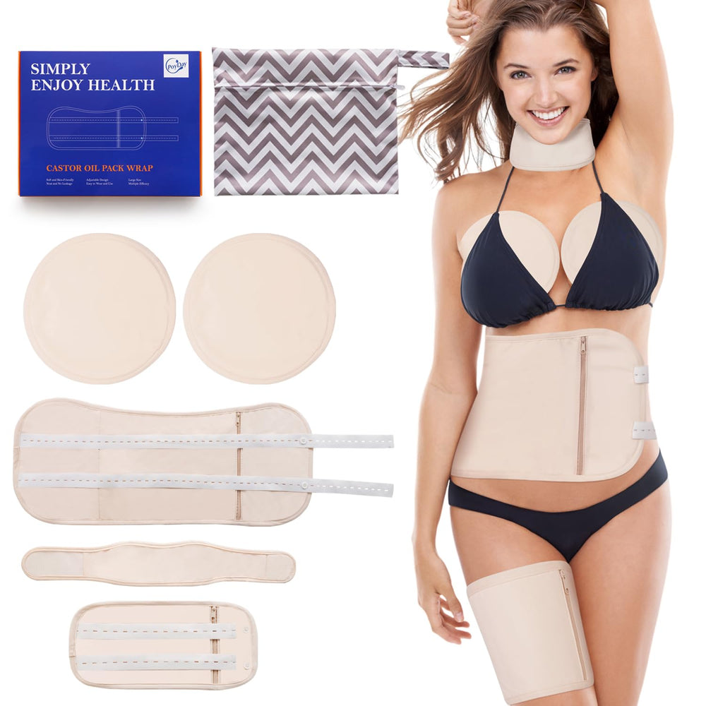 Six-piece cotton castor oil wrap kit