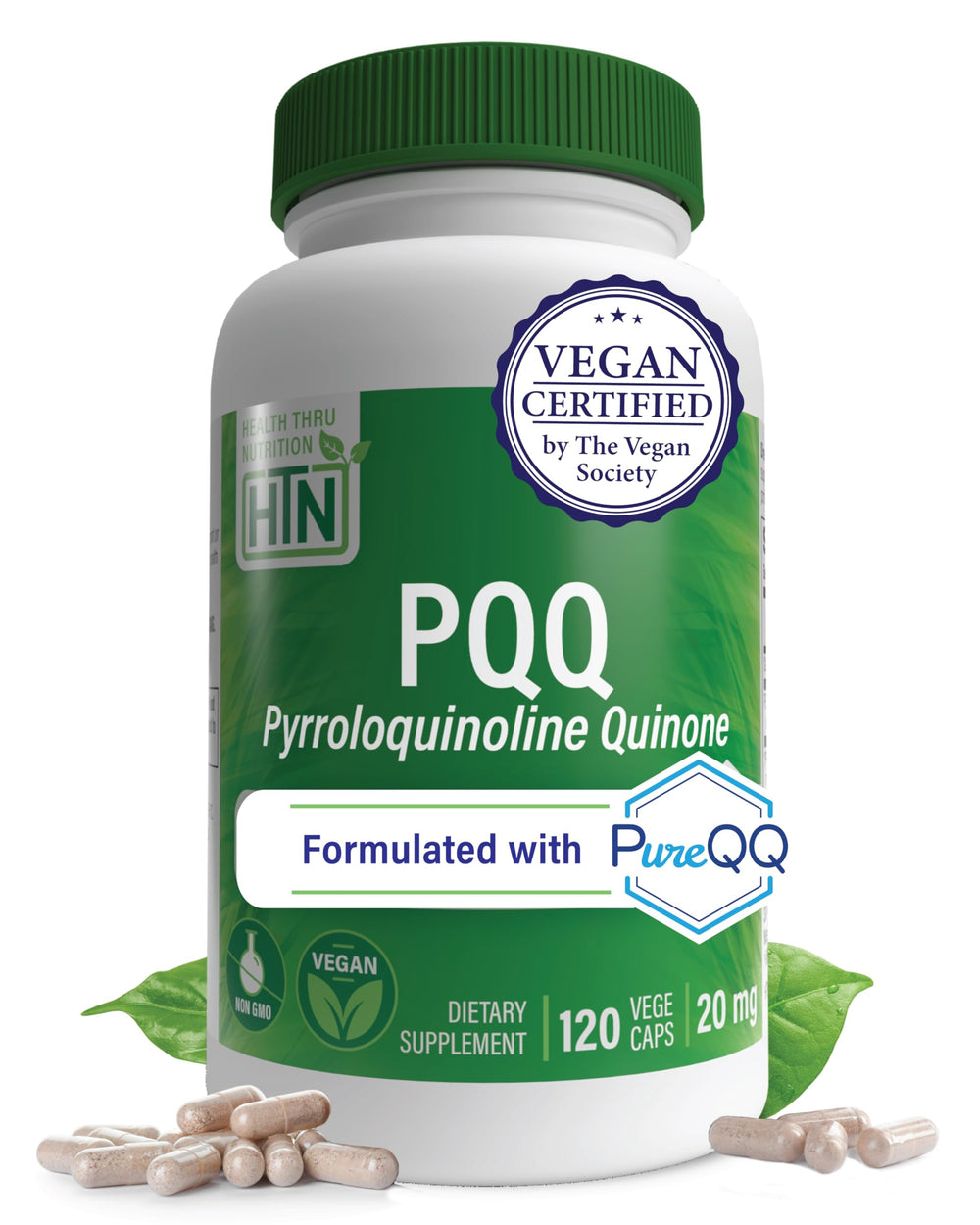 PureQQ PQQ 20mg bottle label close-up