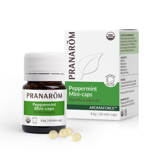 Aromaforce Peppermint Mini-Caps bottle with 60 capsules