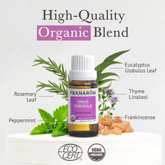 Close-up of Sinus Formula organic essential oils ingredients
