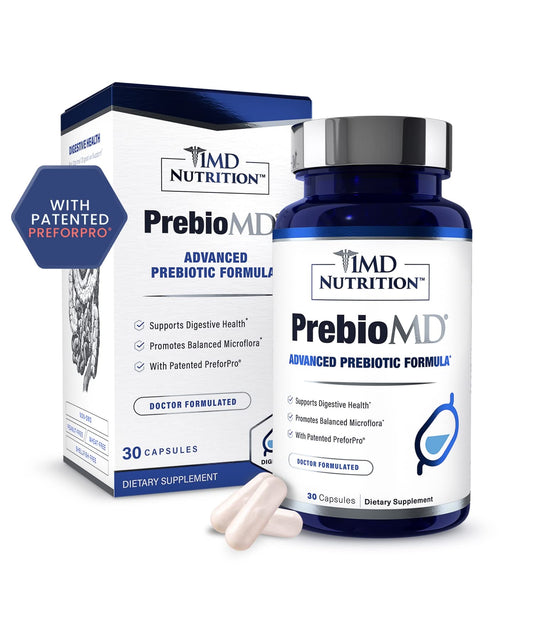 PreBioMD bottle with label on white background