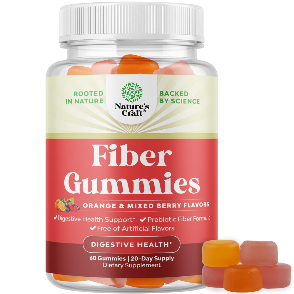 Bottle of Prebiotic Fiber Gummies for Adults - 60 Count