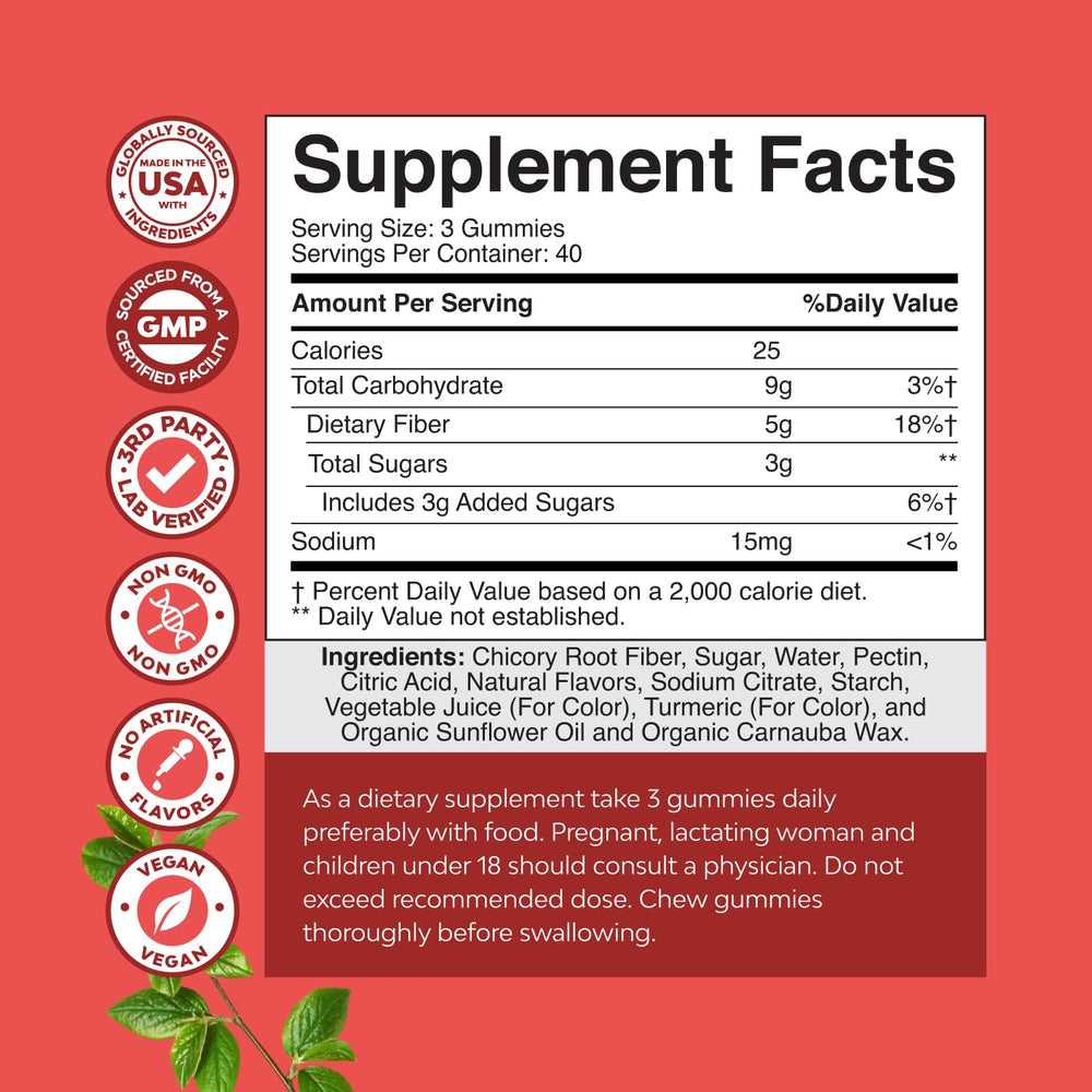 Close-up of adult gummy vitamins with prebiotics