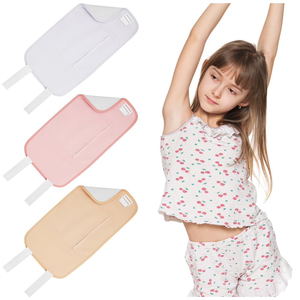Three-piece set of organic castor oil pack wraps for kids in assorted colors