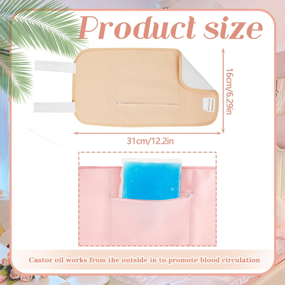 Close-up of adjustable strap on kid-friendly castor oil wrap