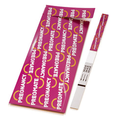 Back of Pregmate 20 pregnancy test strips packaging