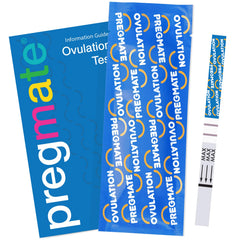 Fertility tracking with ovulation test strips showing LH surge (25 miu/ml)