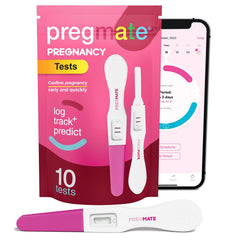 Product shot of Pregmate Pregnancy Midstream Test package on white background