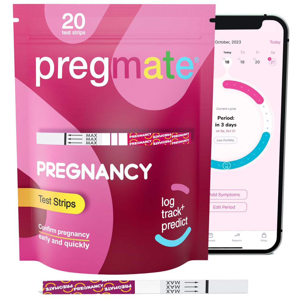 All seven Pregmate test strips laid out for comparison