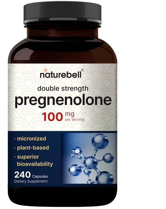 Pregnenolone 100mg bottle label with 240 capsules