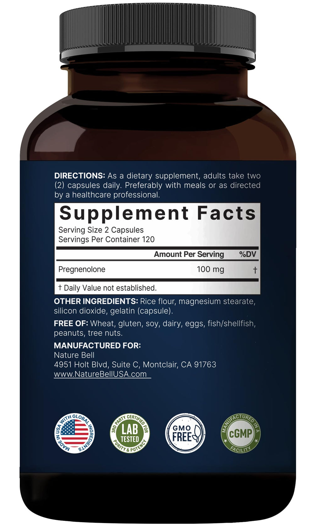 Close-up of micronized pregnenolone capsules
