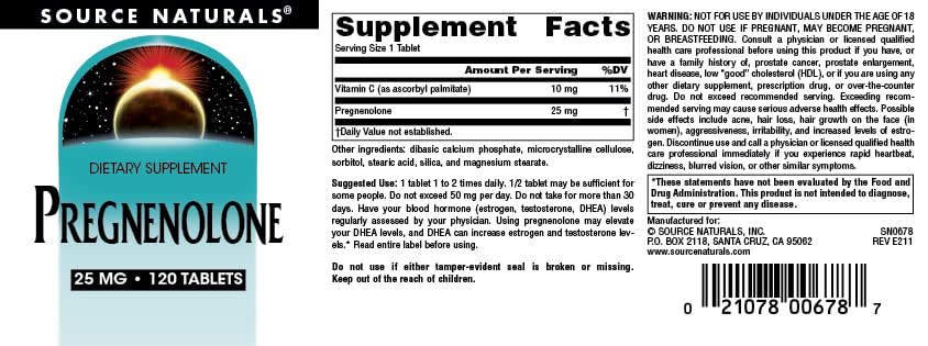 Close-up of pregnenolone 25mg tablets