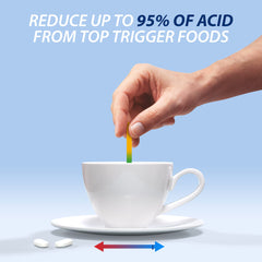 PRELIEF caplets dispensing cap demonstrates easy dosing with meals