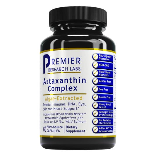 Premier Astaxanthin Complex bottle with 60 vegetarian capsules