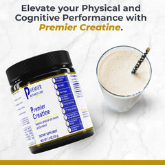 Front view of Premier Creatine Monohydrate Powder jar