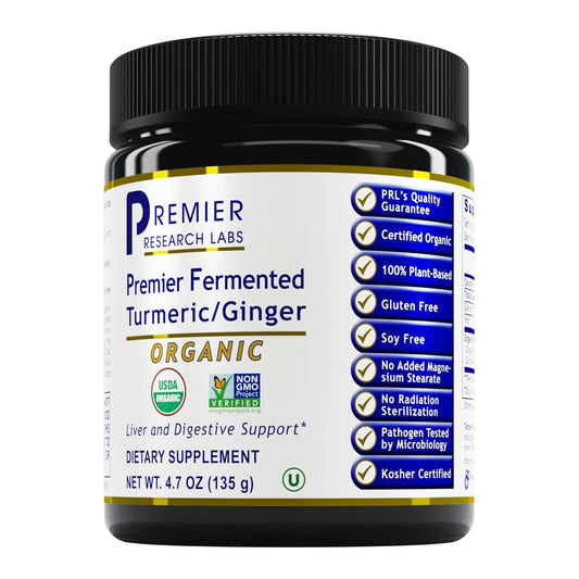 Premier Research Labs Fermented Turmeric & Ginger Powder bottle label