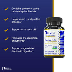 Nutrition facts panel for Premier HCL Betaine HCL
