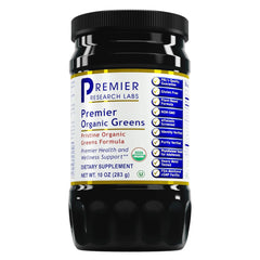 Premier Organic Greens 10 oz bottle on white backdrop