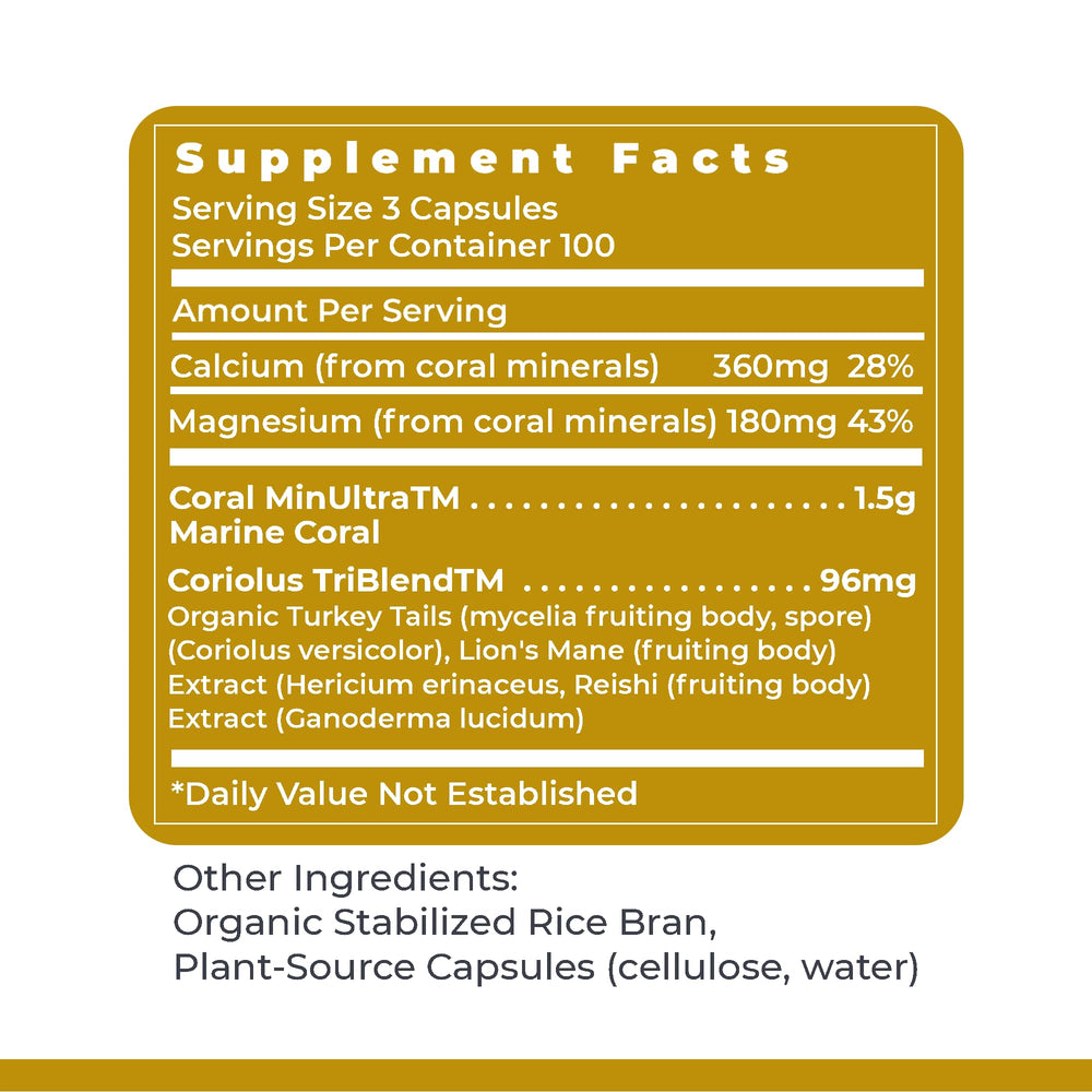 Front label of Premier Research Labs Calcium Magnesium Plus showing 300 vegetarian capsules