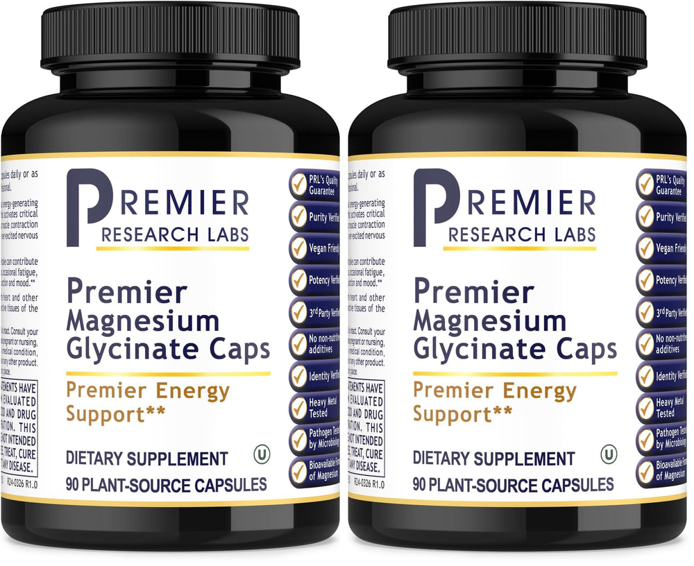 Premier Research Labs magnesium glycinate bottle with high absorption capsules
