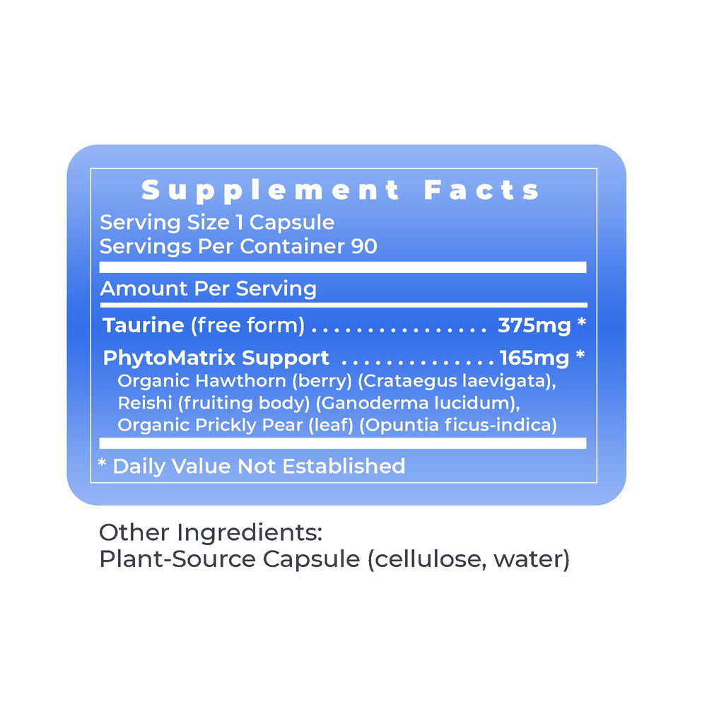Close-up of taurine capsule showing 375 mg