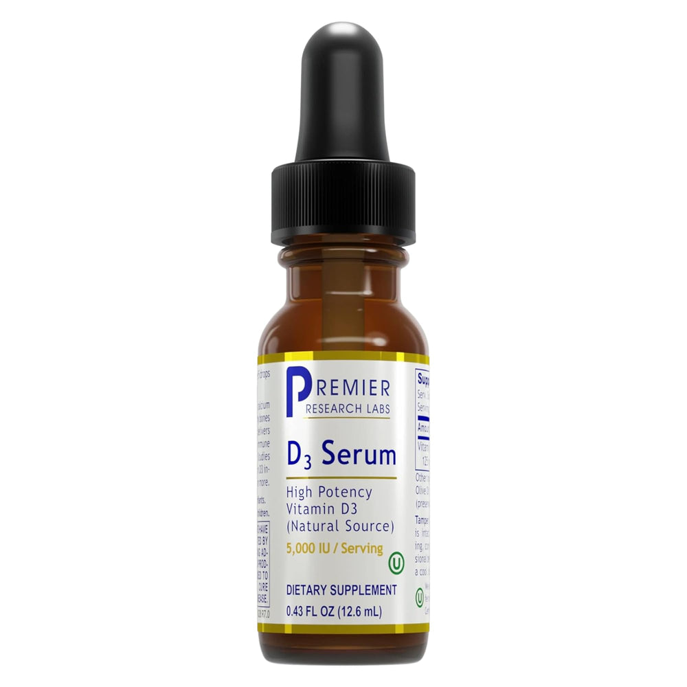 Premier Research Labs Vitamin D3 Serum bottle with dropper, 0.43 fl oz