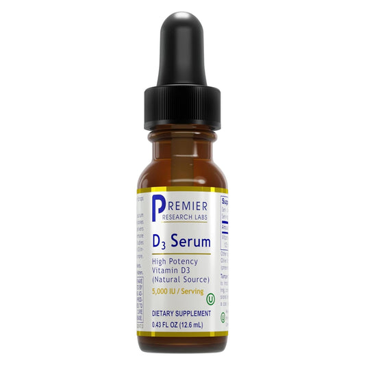 Premier Research Labs Vitamin D3 Serum bottle with dropper, 0.43 fl oz