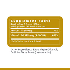Sublingual Vitamin D3 oil drops in olive oil base