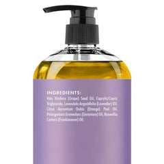 Premium amber bottle of lavender oil for massage therapy