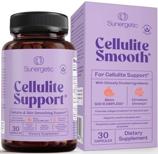Premium cellulite supplement bottle with label